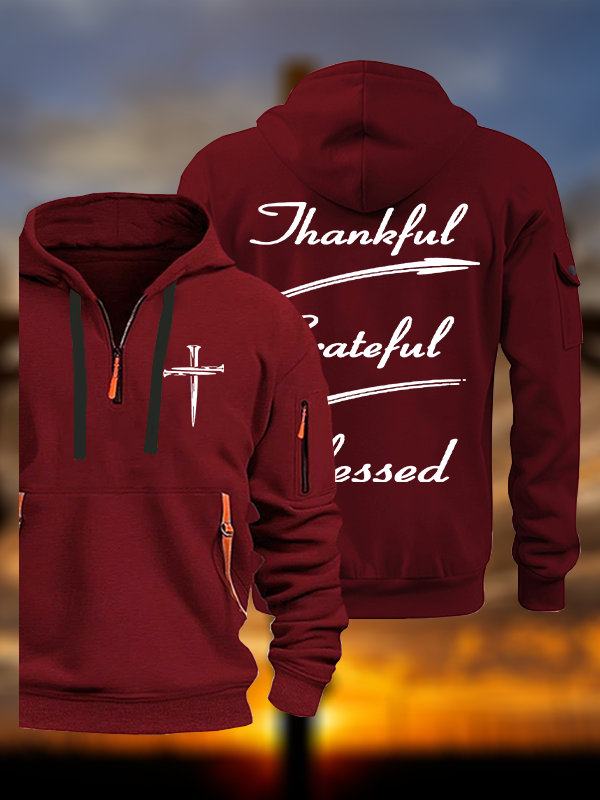 Thankful Grateful Blessed Jesus God Christian Zipper Hoodies