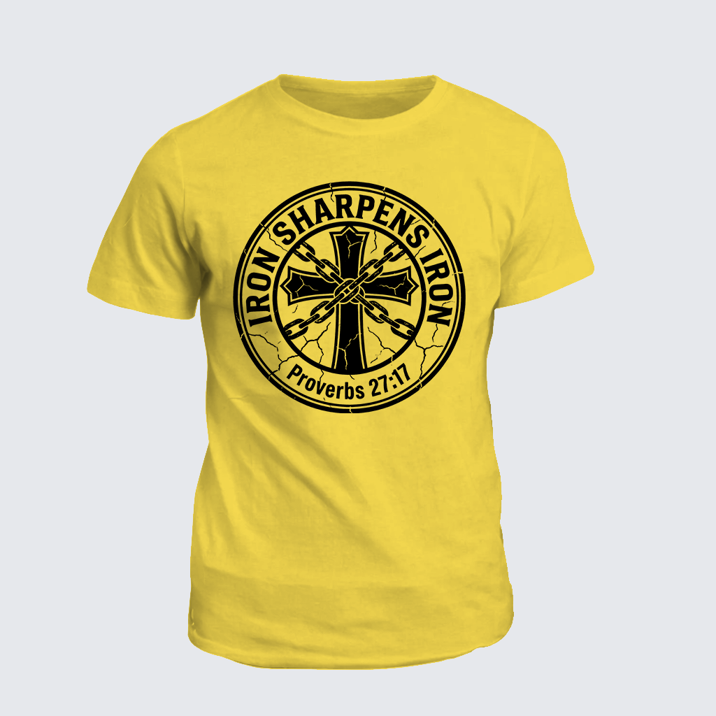 Iron Sharpens Iron - Proverbs 27:17 Jesus God Christian Cotton T-Shirt