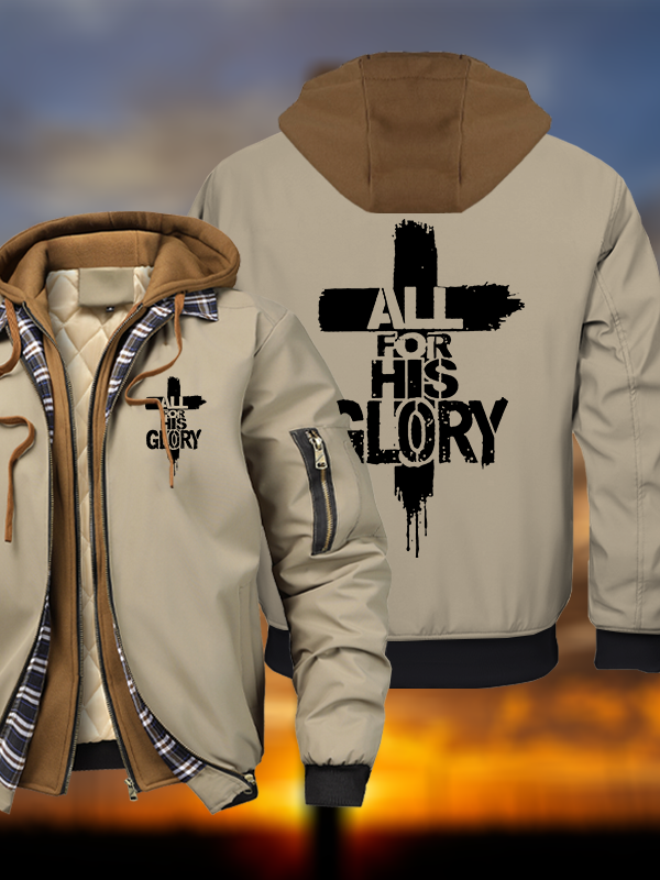 All For His Glory Warm Hooded Bomber Jacket