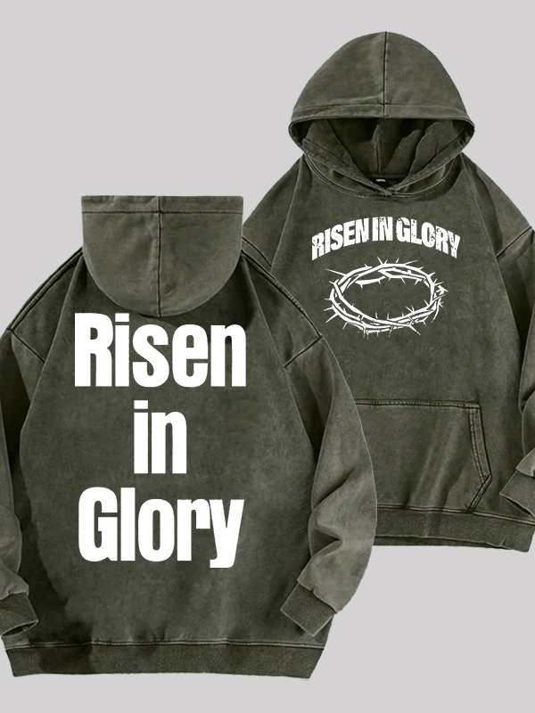 Risen In Glory Jesus God Christian Washed Hoodie