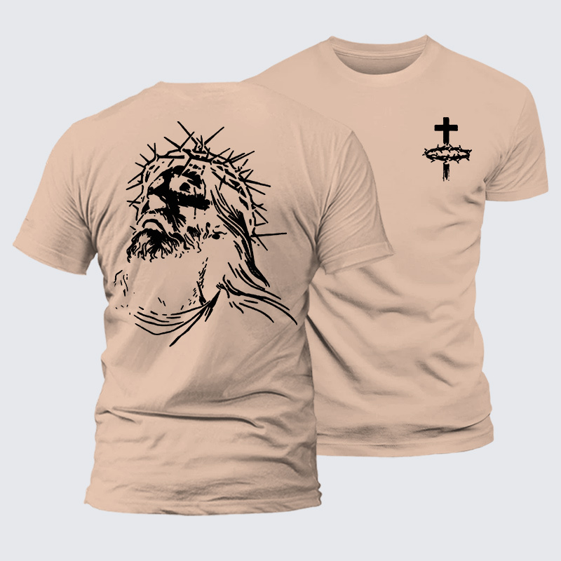 Vintage Crown of Thorns  Jesus God Christian Premium Mercerized Cotton Tee
