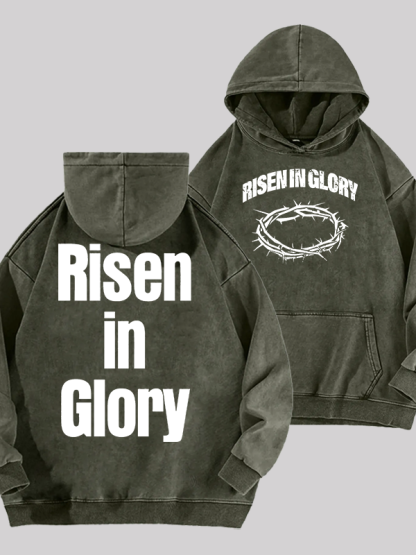 Risen In Glory Jesus God Christian Washed Hoodie