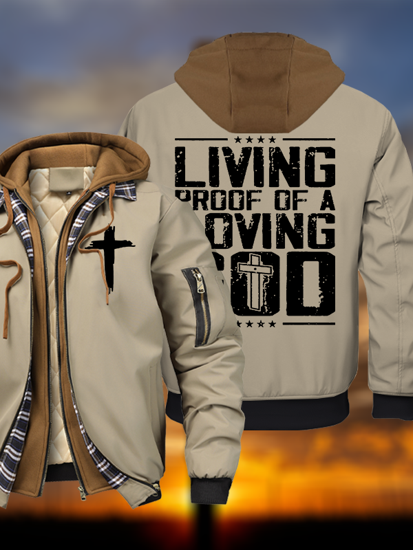 Living Proof Of A Loving God Warm Hooded Bomber Jacket