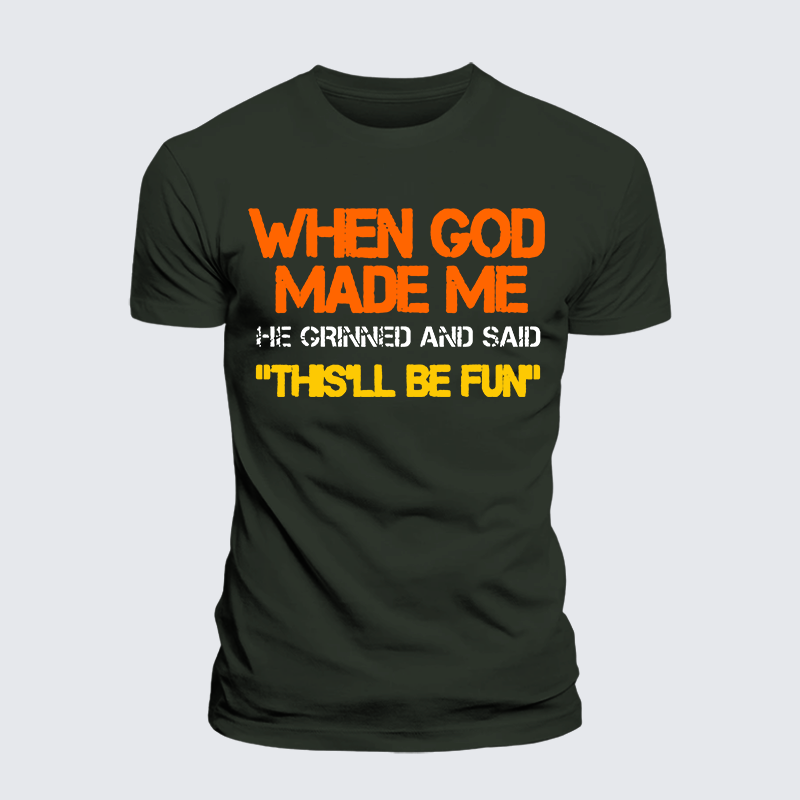 When God Made Me He Grinned And Said Jesus God Christian Premium Mercerized Cotton Tee