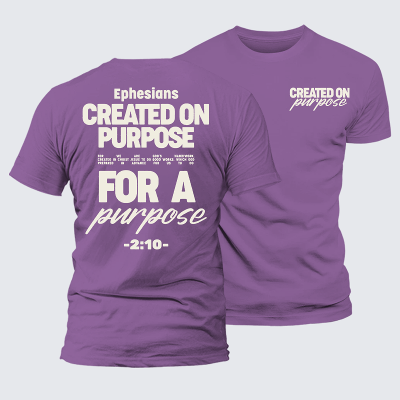 Created On Purpose Jesus God Christian Premium Mercerized Cotton Tee