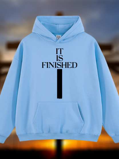 It Is Finished Jesus God Christian Plush Fleece-Lined Hoodie