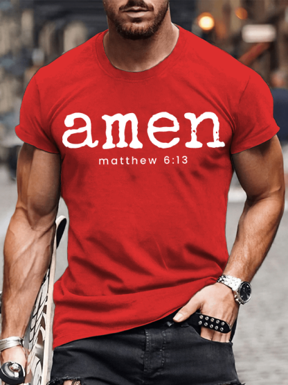 Amen Matthew 6:13 Jesus God Christian Cotton T-Shirt