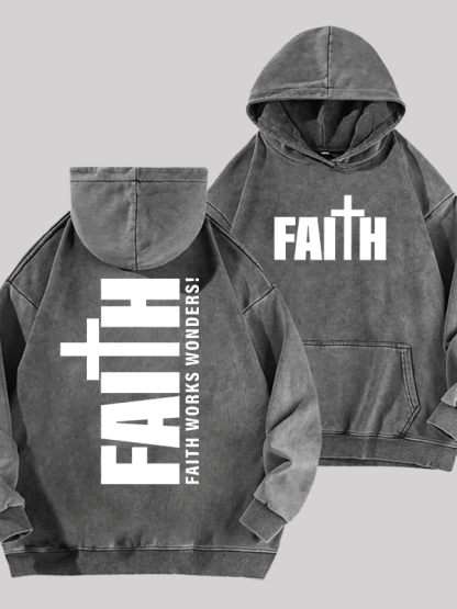 Faith Cross Jesus God Christian Washed Hoodie