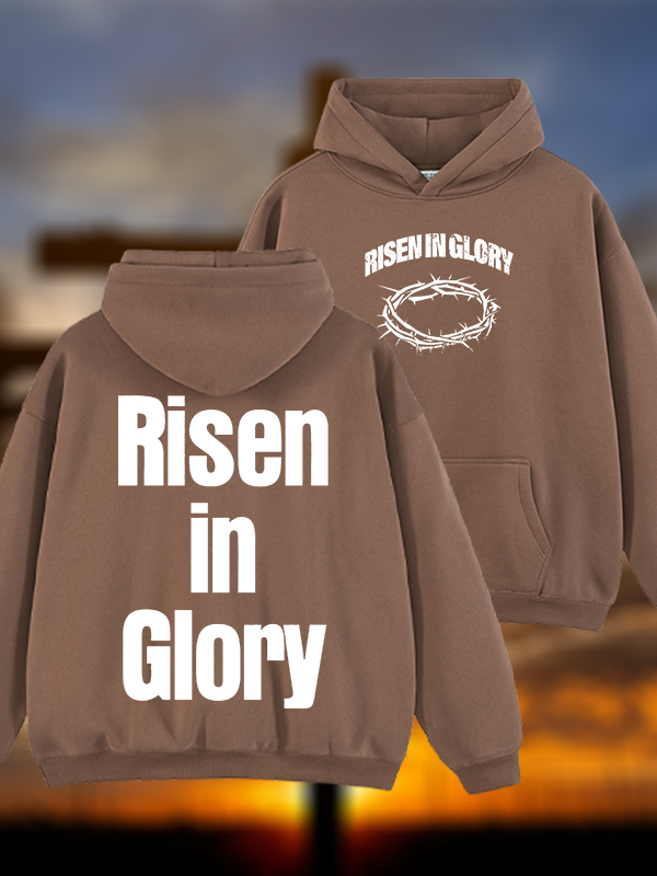Risen In Glory Jesus God Christian Plush Fleece-Lined Hoodie
