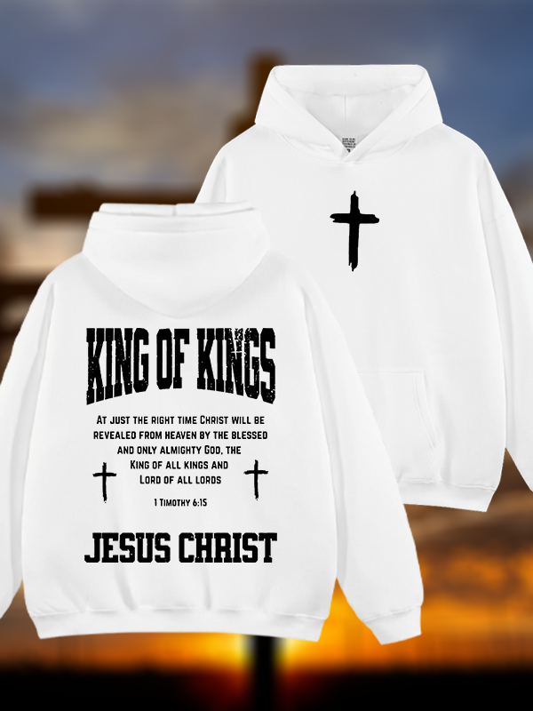 King Of Kings Jesus God Christian Plush Fleece-Lined Hoodie
