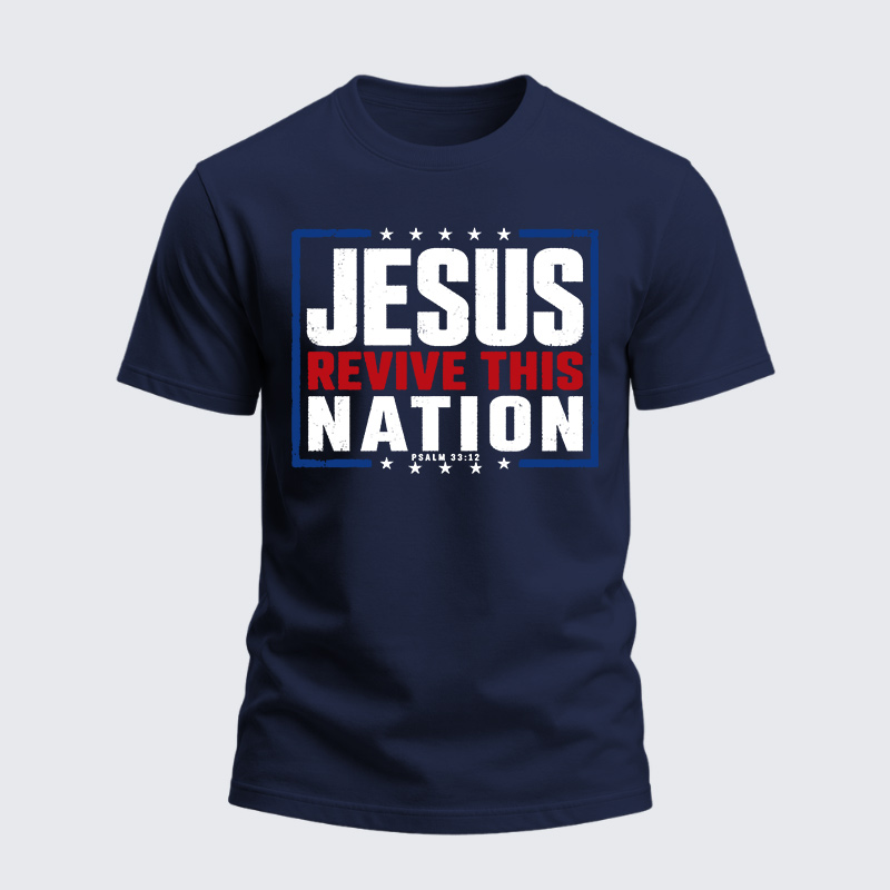 Heavyweight Cotton Tee - Jesus Revive This Nation