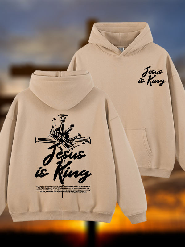 Jesus Is King Jesus God Christian Plush Fleece-Lined Hoodie