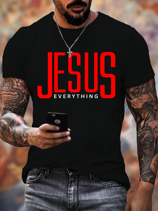 Man Of God Husband Dad Jesus God Christian Cotton T-Shirt