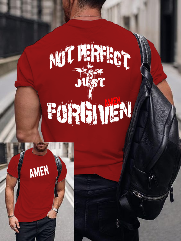 Not Perfect Just Forgiven Jesus God Christian Cotton T-Shirt