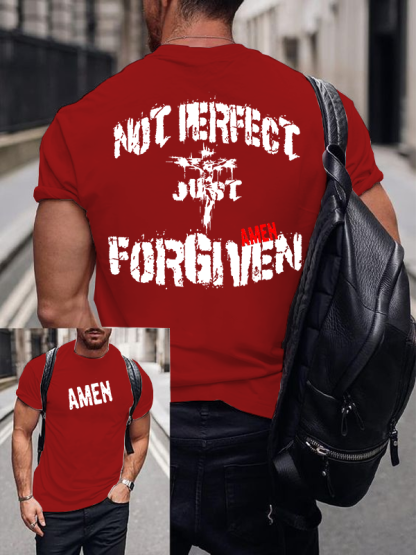 Not Perfect Just Forgiven Jesus God Christian Cotton T-Shirt