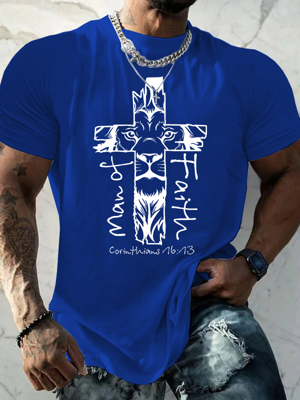 Man Of Faith Jesus God Christian Cotton T-Shirt
