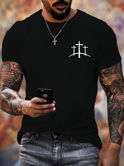 Men's Cross Printed Casual T-Shirt