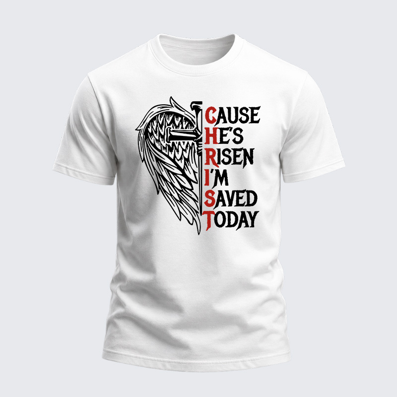 Heavyweight Cotton Tee - Cause He's Risen I'm saved Today