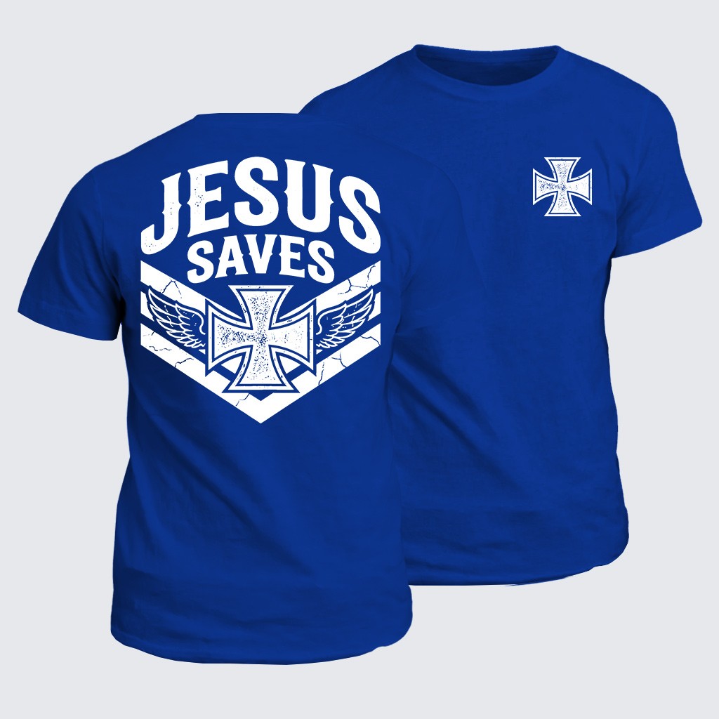 Jesus Saves Jesus God Christian Cotton T-Shirt