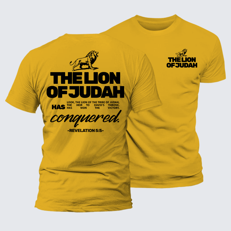 The Lion Of Judah Jesus God Christian Premium Mercerized Cotton Tee