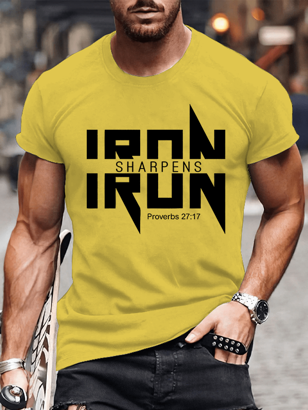 IRON SHARPENS IRON Proverbs 27:17 Christian Cotton T-shirt