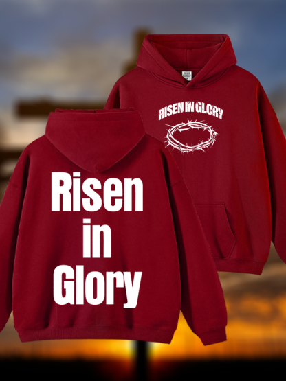 Risen In Glory Jesus God Christian Plush Fleece-Lined Hoodie