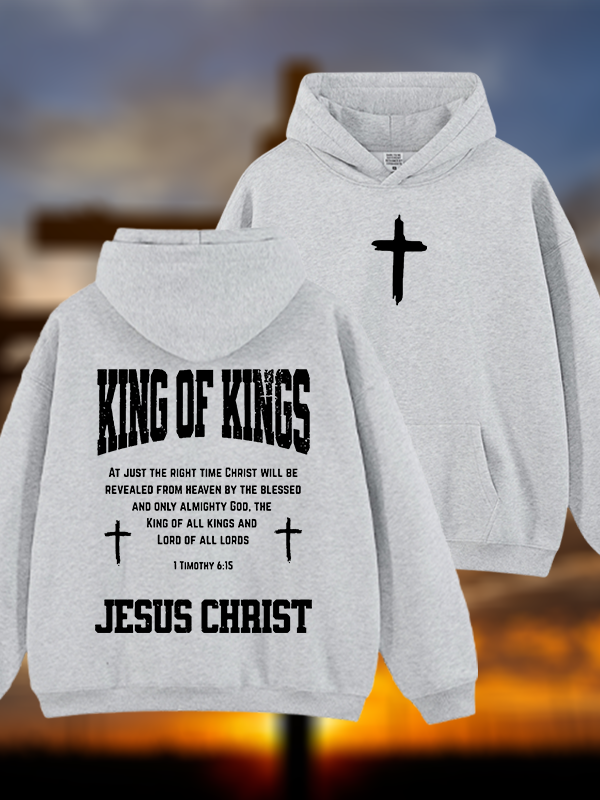 King Of Kings Jesus God Christian Plush Fleece-Lined Hoodie