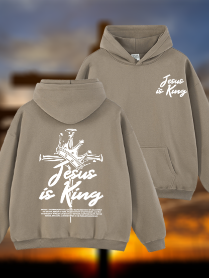 Jesus Is King Jesus God Christian Plush Fleece-Lined Hoodie