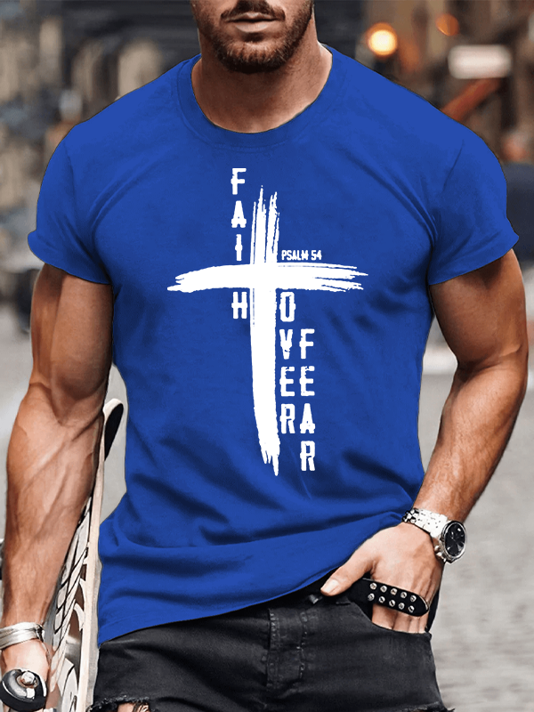 Faith Over Fear Jesus God Christian Cotton T-Shirt