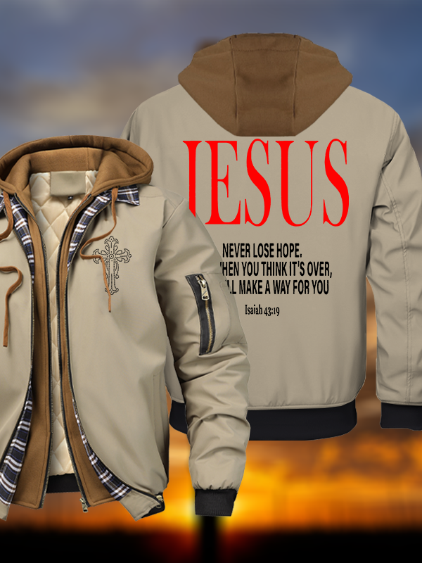 Jesus Never Lose Hope Warm Hooded Bomber Jacket