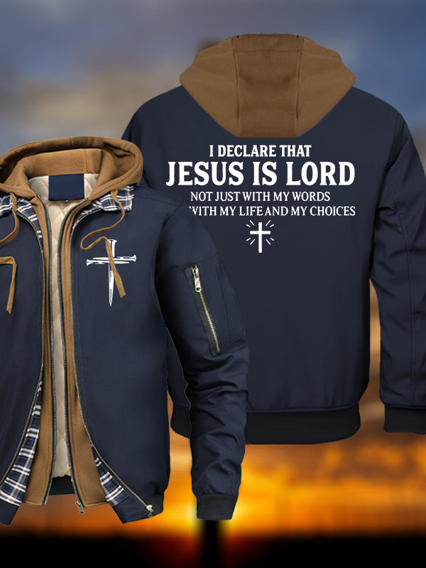 esus Is The Lord Warm Hooded Bomber Jacket