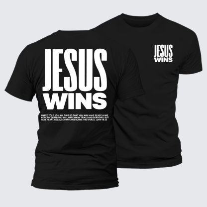 Jesus Wins Jesus God Christian Premium Mercerized Cotton Tee