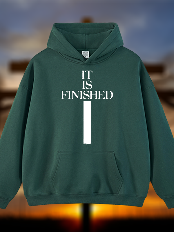 It Is Finished Jesus God Christian Plush Fleece-Lined Hoodie