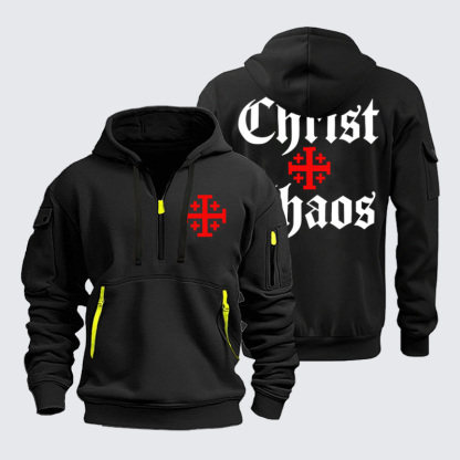 Zipper Hoodies - Christ Or Chaos Jerusalem Cross - Black (front and back)