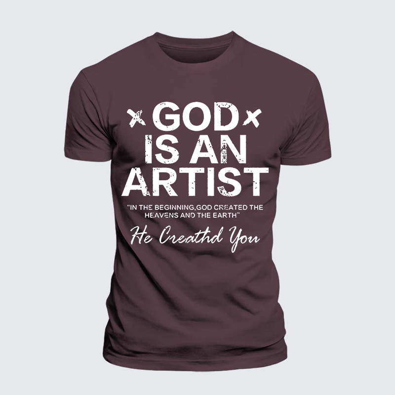 God Is An Artist Jesus God Christian Premium Mercerized Cotton Tee