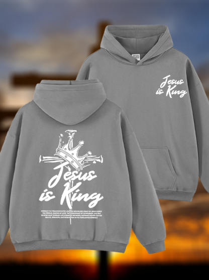 Jesus Is King Jesus God Christian Plush Fleece-Lined Hoodie
