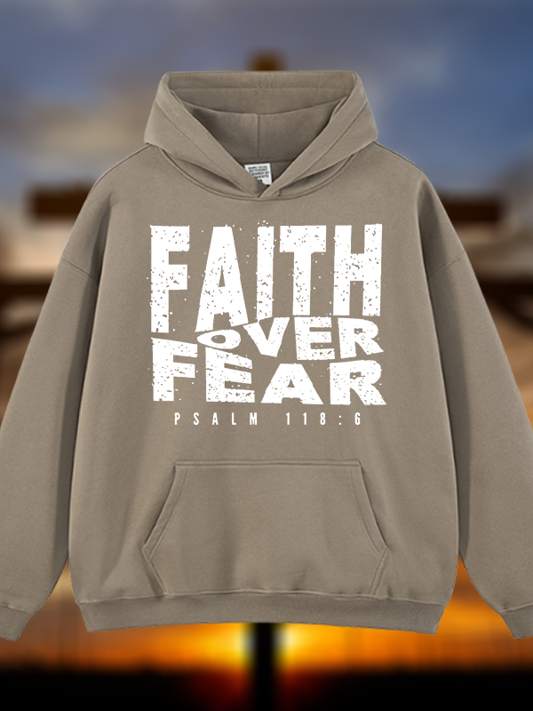 Faith Over Fear Jesus God Christian Plush Fleece-Lined Hoodie