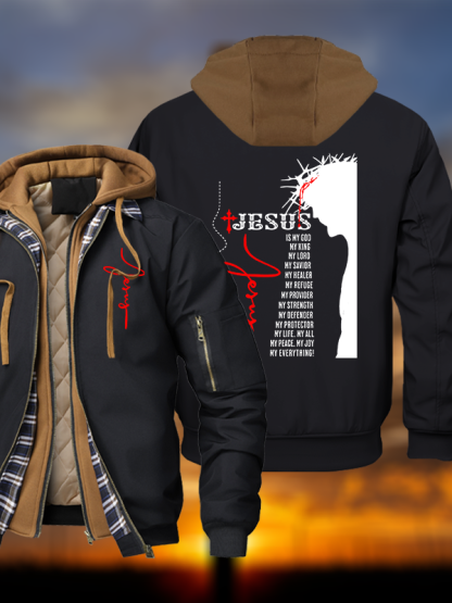 Jesus Crown Of Thorns Warm Hooded Bomber Jacket