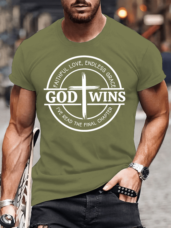 God Wins Jesus God Christian Cotton T-Shirt