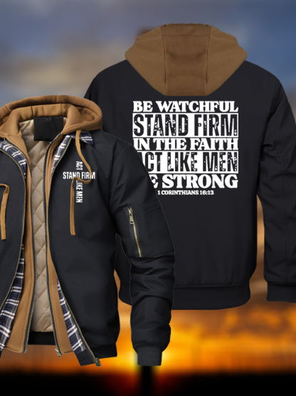 Stand Firm Warm Hooded Bomber Jacket