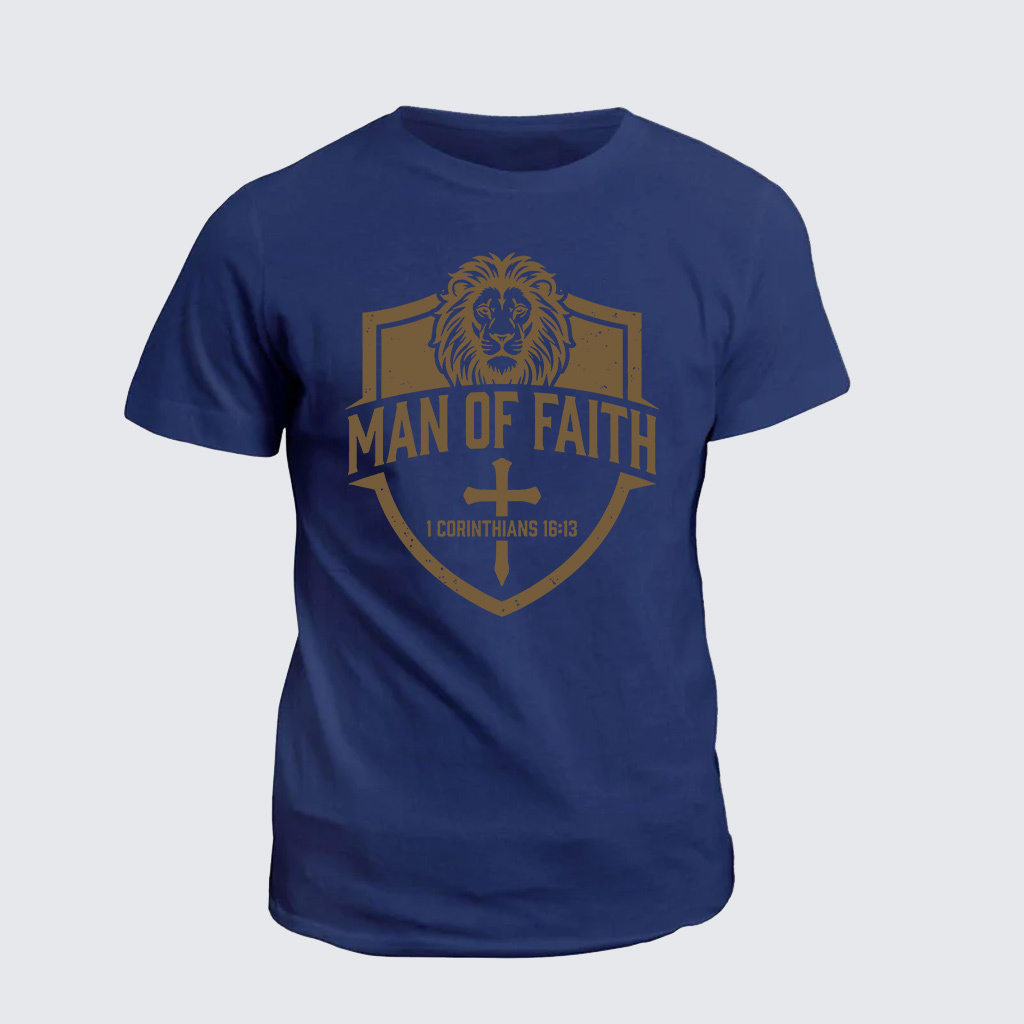 Man of Faith Jesus God Christian Cotton T-Shirt