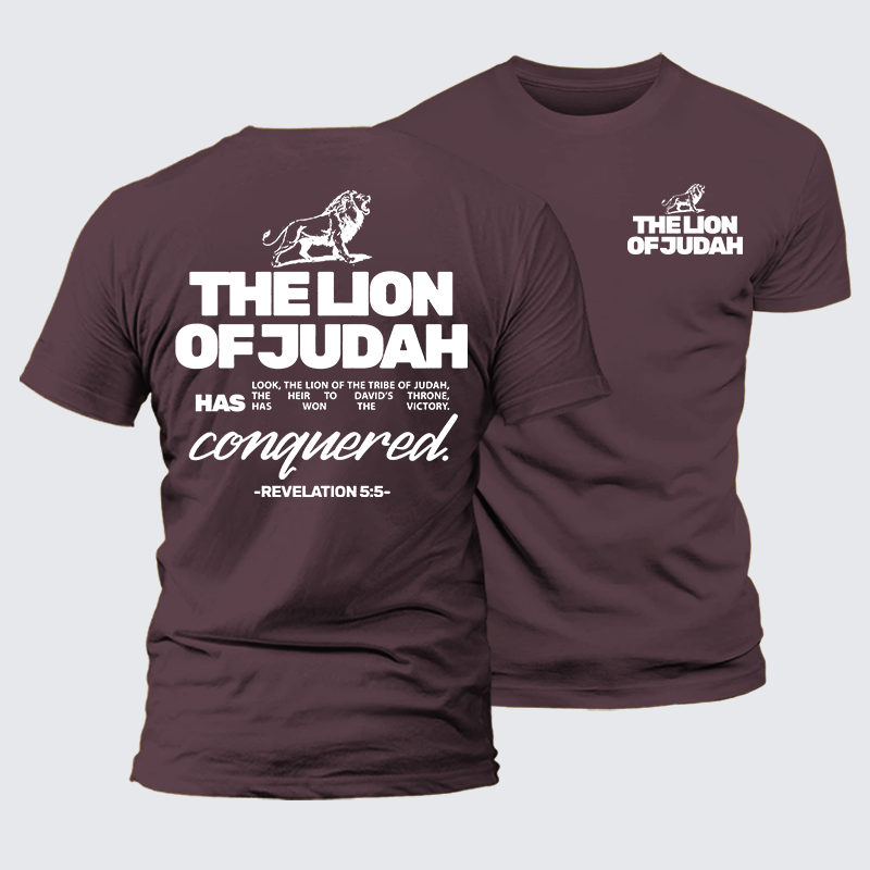 The Lion Of Judah Jesus God Christian Premium Mercerized Cotton Tee
