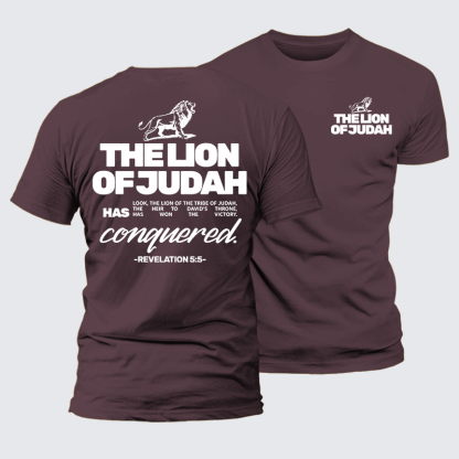 The Lion Of Judah Jesus God Christian Premium Mercerized Cotton Tee