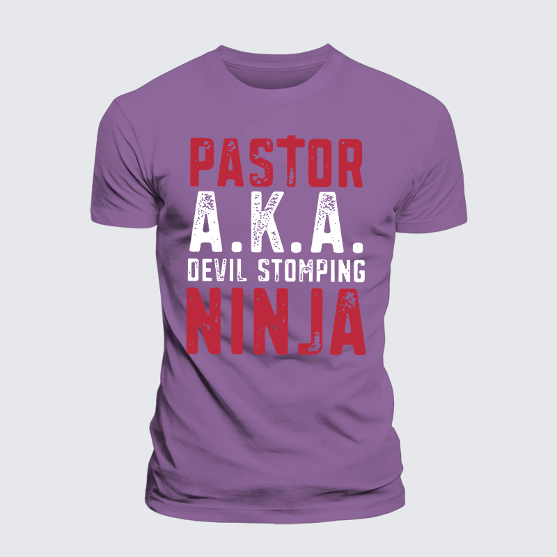 Pastor Aka Devil Stomping Ninja Jesus God Christian Premium Mercerized Cotton Tee