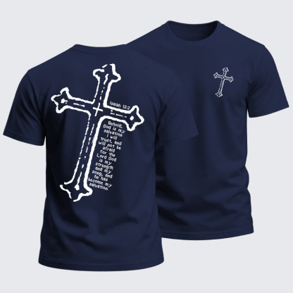 Heavyweight Cotton Tee - Isaiah 12:2 Christian Cross
