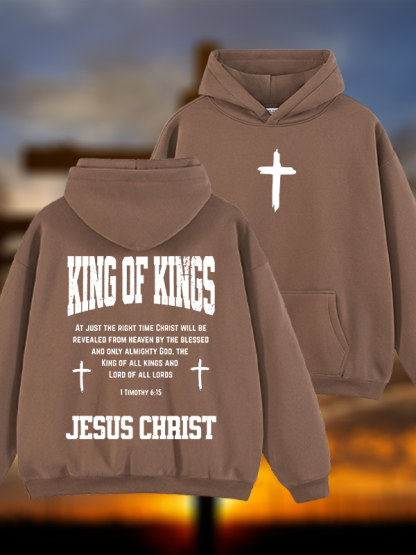 King Of Kings Jesus God Christian Plush Fleece-Lined Hoodie