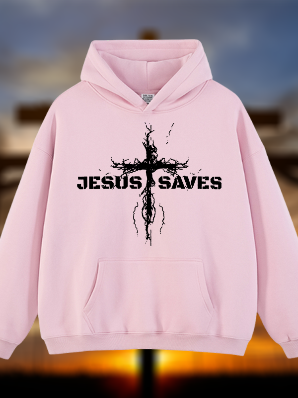 Jesus Saves Jesus God Christian Plush Fleece-Lined Hoodie