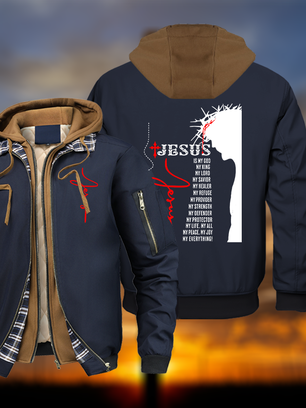 Jesus Crown Of Thorns Warm Hooded Bomber Jacket