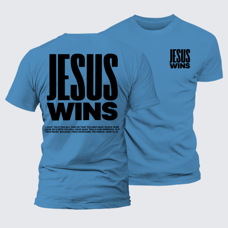 Jesus Wins Jesus God Christian Premium Mercerized Cotton Tee
