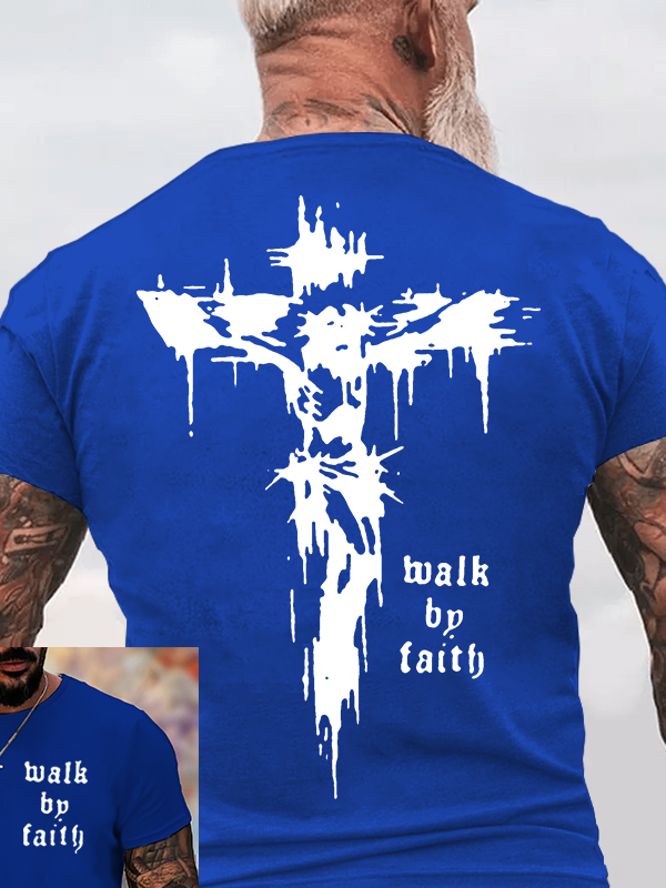 Walk By Faith Jesus God Christian Cotton T-Shirt